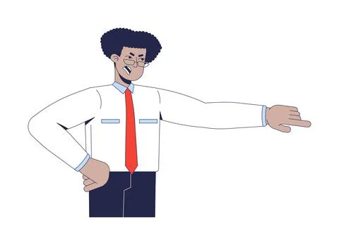 Controlling manager scolding with assertive gesture 2D cartoon character Stock Illustration