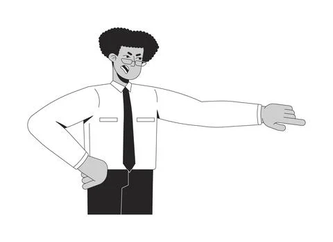 Controlling manager scolding with assertive gesture 2D line character Stock Illustration