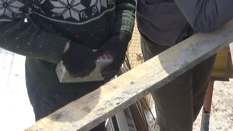 Controlling the pump's operation while pouring foundations Stock Footage 107795723