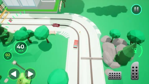 Controlling a quick car in the mission of the retro driving simulator game Stock Footage 280955075