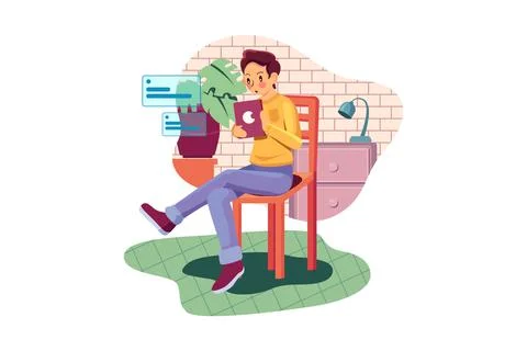 Controlling smart home devices using a digital tablet with launched applicati Stock Illustration