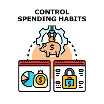 Controlling spending habits and managing personal finance budget Ilustración de archivo