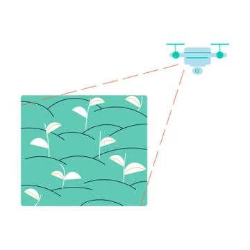 Controlling state of plants in fields with flying drone technologies Illustrazione stock