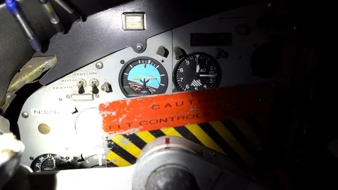 Controls and gauges inside a cockpit Stock Footage 95406103