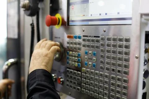 Controls of the CNC machine Stock Photos