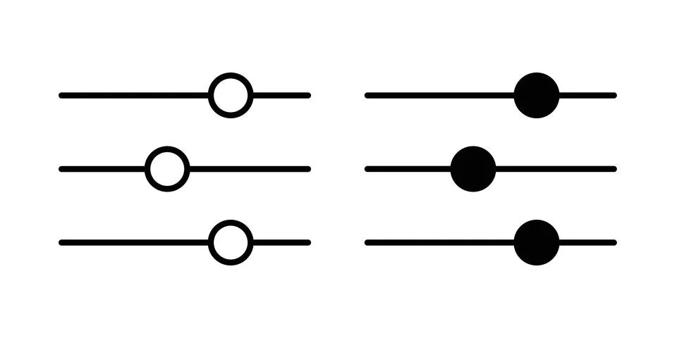 Controls icon thin line and clipart style vector set Stock Illustration