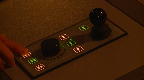 Controls in a ship maneuvers simulator. Port of Kaohsiung, Taiwan. Stock Footage 66446768