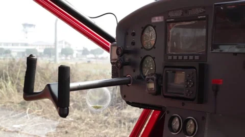 Controls of the small aircraft 库存影片 59998522