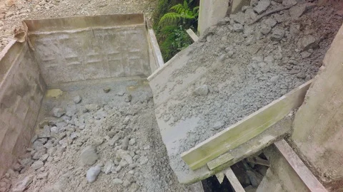 Contruction Material Falling Into A Dump Truck Stock Footage 94736430