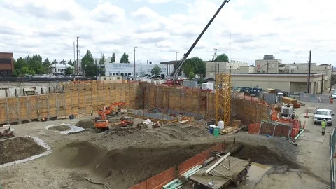Contruction Site Hole in Ground Stock Footage 92450561
