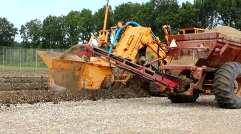 Contruction work on a new soccer field Stock Footage 53357260