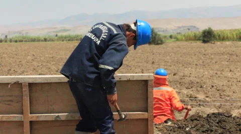 Contruction Workers at Work, Building , Digging and Working in Rural Town Stock Footage 49822693