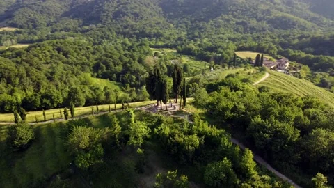 Contryside Landscape - village of Montevecchia and Curone Valley regional park Stock Footage