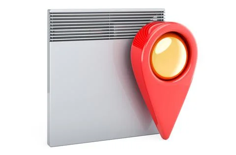 Convection heater with map pointer. 3D rendering 库存插图