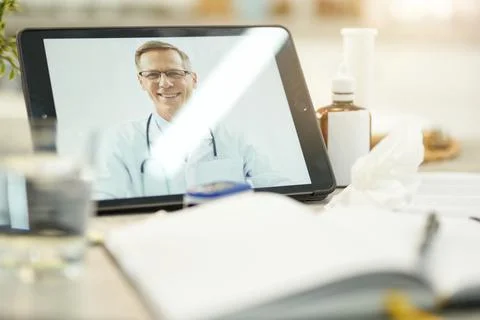 Convenience of contacting a healthcare specialist from home Stock Photos