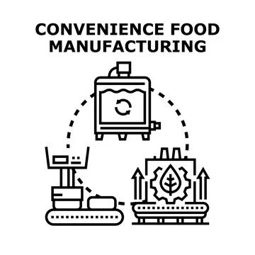 Convenience food manufacturing producing process industry concept Stock Illustration