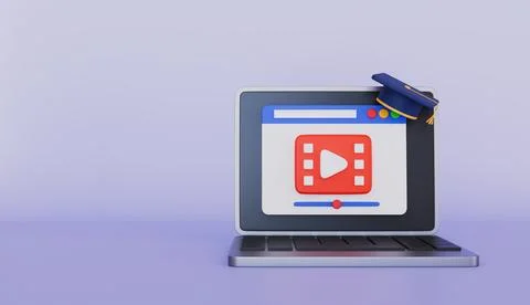 The convenience of learning anytime, E-learning of online video education イラスト素材