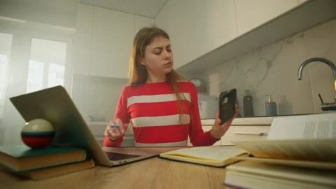 The convenience of remote work is the ability to work at home using a laptop. Stock Footage 272755661