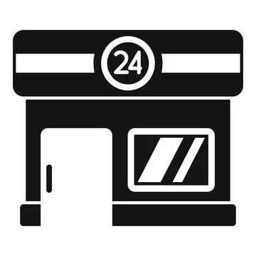 Convenience store building facade with open sign icon Ilustración de archivo