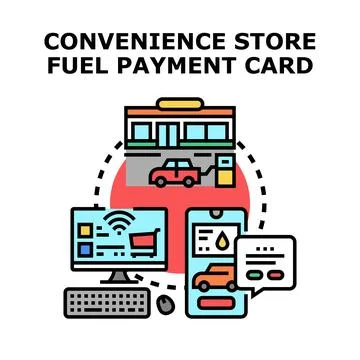Convenience store fuel payment options for consumers Stock Illustration