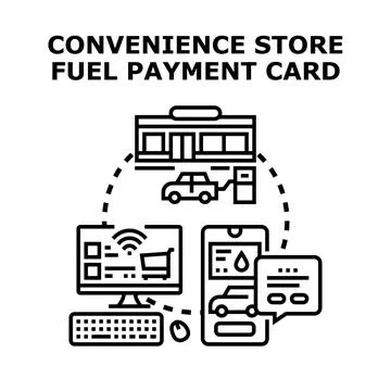 Convenience store fuel payment options for consumers Stock Illustration