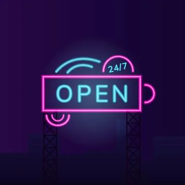 Convenience store vector neon light board sign illustration Stock Illustration