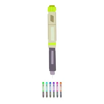 Convenient insulin pen vector cartoon graphic Stock Illustration