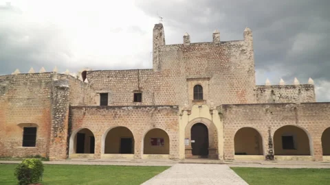 Convent de San Bernardino de Siena in colonial city of Valladolid, Yucatan Stock Footage 157184773