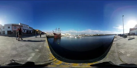 The Convent of Santa Clara in Vila do Conde boat view 360º VR Stock Footage 85675244