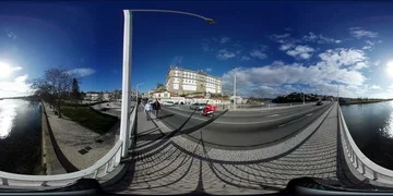 The Convent of Santa Clara in Vila do Conde bridge view 360º VR 스톡 동영상 85675297