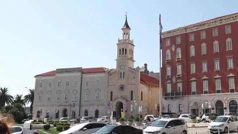 Convent of St Francis in Split, view from Republic Square, Croatia Stock Footage 254728461