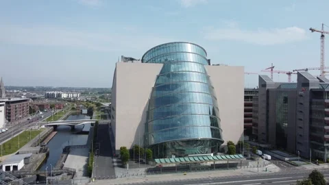 Convention Centre Dublin Modern Architecture Aerial Stock Footage 327625095