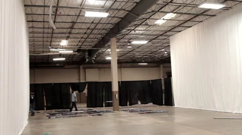 Convention Event LAN Gaming Setup Curtains Stock Footage 52055527