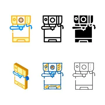 Conventional coffee machine color icon vector set Stock Illustration