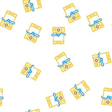 Conventional coffee machine vector seamless pattern 스톡 일러스트