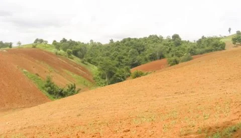 Conventional farming on the mountain Stock Photos