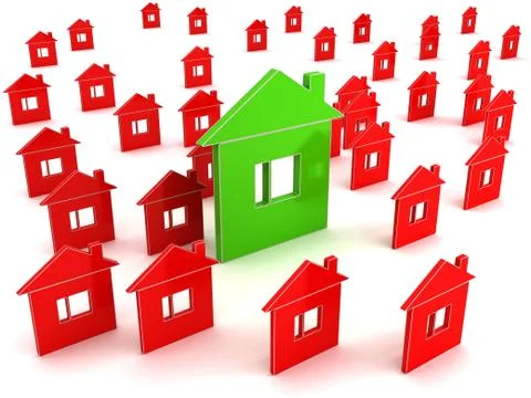 Conventional homes and energy efficient home. Stock Illustration
