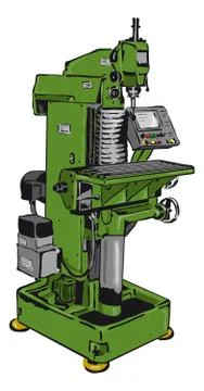 Conventional milling machine with control panel Stock Illustration