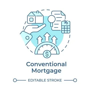 Conventional mortgage soft blue concept icon Stock Illustration