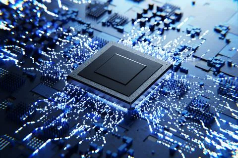Conventional technologies. New microprocessor. Computer chips and processor.. 스톡 일러스트