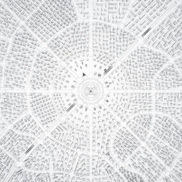 Conventional urban development in white top view Stock Illustration