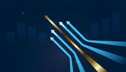 Converging arrows moving backward symbolize teamwork, innovation, and scala.. Stock Illustration