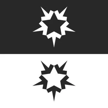 Converging five arrows logo forming the shape of a five-pointed star, an icon Stock Illustration