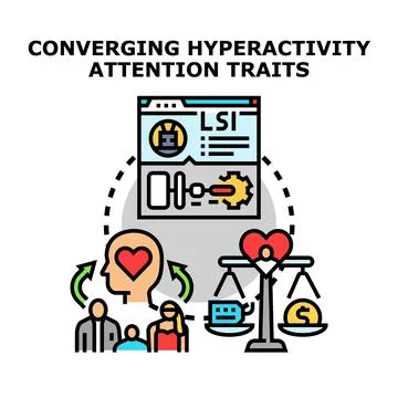 Converging hyperactivity and attention deficit traits concept Stock Illustration