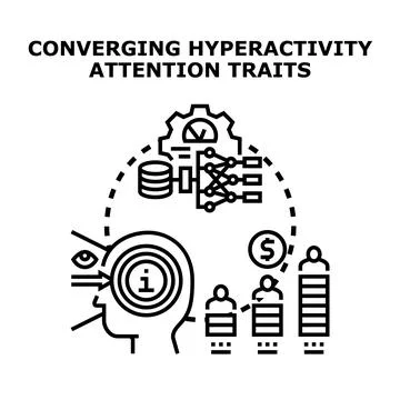 Converging hyperactivity and attention traits analysis Stock Illustration