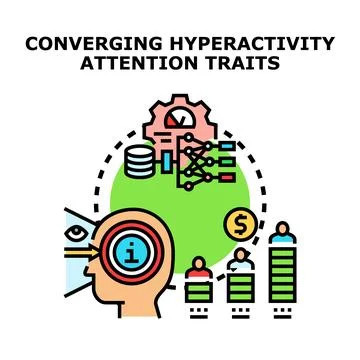 Converging hyperactivity and attention traits analysis Stock Illustration