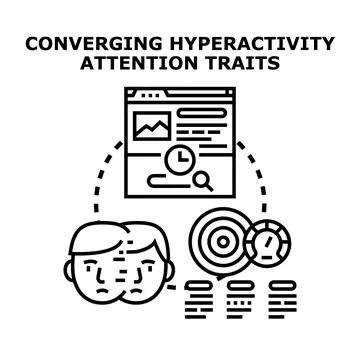 Converging hyperactivity attention traits concept vector Stock Illustration