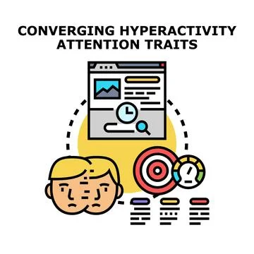 Converging hyperactivity attention traits concept vector Stock Illustration