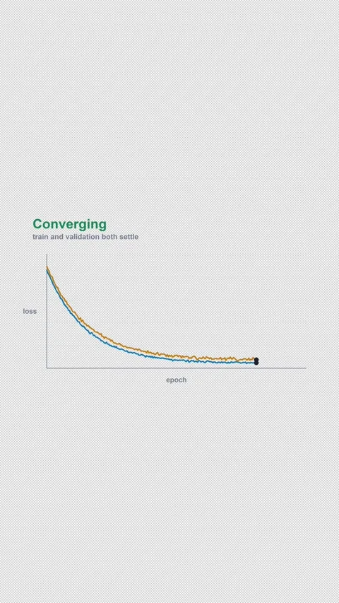 Converging Labeled Machine Learning Loss Curve Alpha 4K Vertical 9x16 Light Stock Footage 339496953