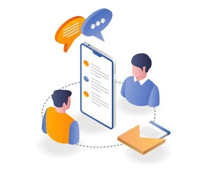 Conversation of 2 people on smartphone Stock Illustration